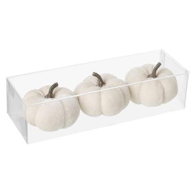 Set Of 3 White Velvet Pumpkins